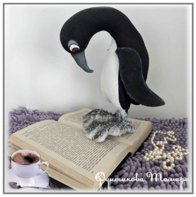 Любопытный пингвин / грунтованный текстиль
