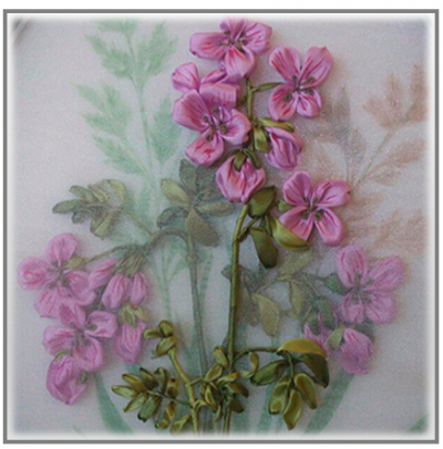 Цветы на органзе/ вышивка лентами